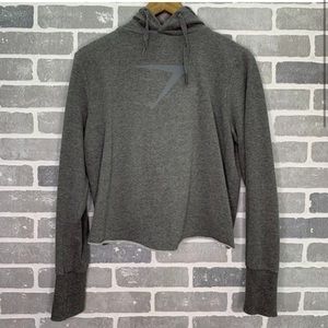 Gymshark Charcoal Split Back Cropped Hoodie Size Large